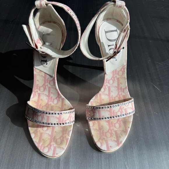 Dior Vintage Oblique Bow Tie Heels Pink 36 - Picture 2 of 7